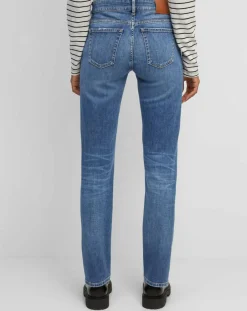 Femme Marc O'Polo Jean droit en Coton extensible Alby bleu moyen