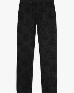 Homme The Kooples Jean Droit Logo noir délavé