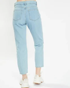 Femme Galeries Lafayette Jean en Coton Bio Capri boutons bleu clair