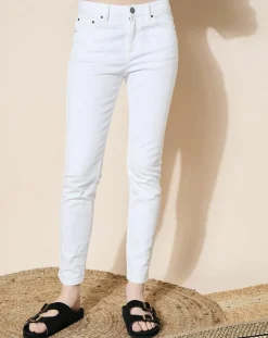 Femme Galeries Lafayette Jean en Coton Bio Lslim blanc