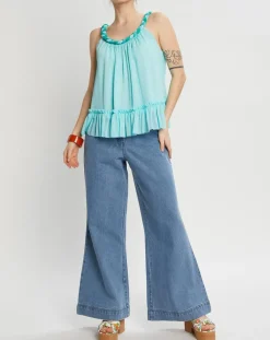 Femme Manoush Jean Large Amerinjean bleu