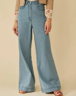 Femme Manoush Jean Large Amerinjean bleu