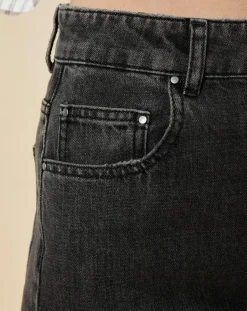 Femme Chloé Stora Jean large en Toile de coton Ronda noir