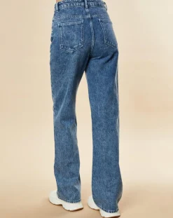Femme Chloé Stora Jean large en Toile de coton Ronda bleu