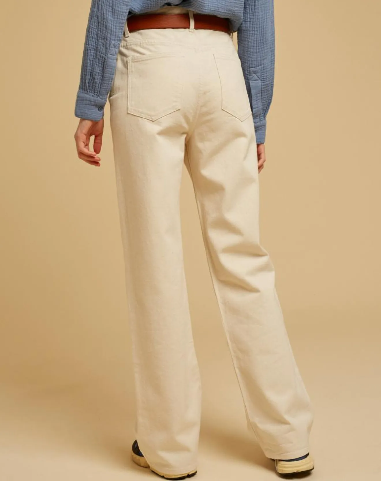 Clearance Chloé Stora Jean large en Toile de coton Ronda écru