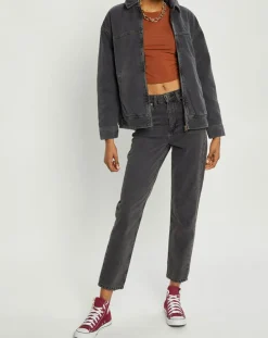 Femme Urban Outfitters Jean mom en Toile de Coton délavé noir