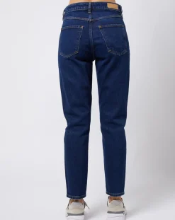 Clearance Esprit Jean Mom taille haute à jambes droites bleu foncé