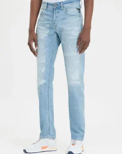 New Replay Jean Regular grover aged 20y destroyed bleu clair