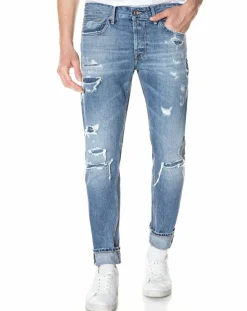 Best Replay Jean Slim 100% Coton Bio Broken Eged Willbi bleu moyen