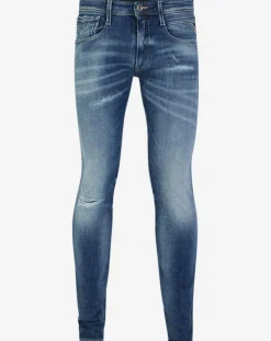 Homme Replay Jean Slim Aged 10 Yo Destroy bleu