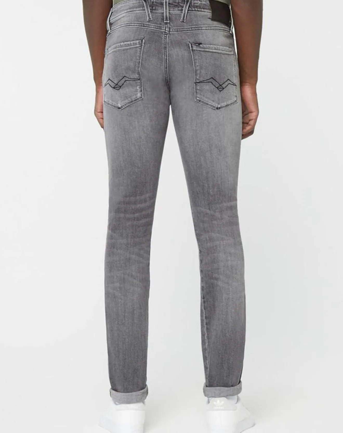 Homme Replay Jean Slim Aged Eco Anbass gris moyen