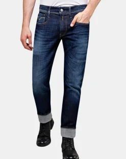 Homme Replay Jean Slim Anbass bleu foncé