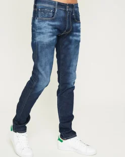 Homme Replay Jean Slim Anbass Ice Blast bleu foncé