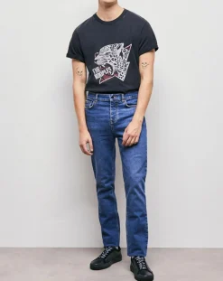 Homme The Kooples Jean Slim délavé bleu denim