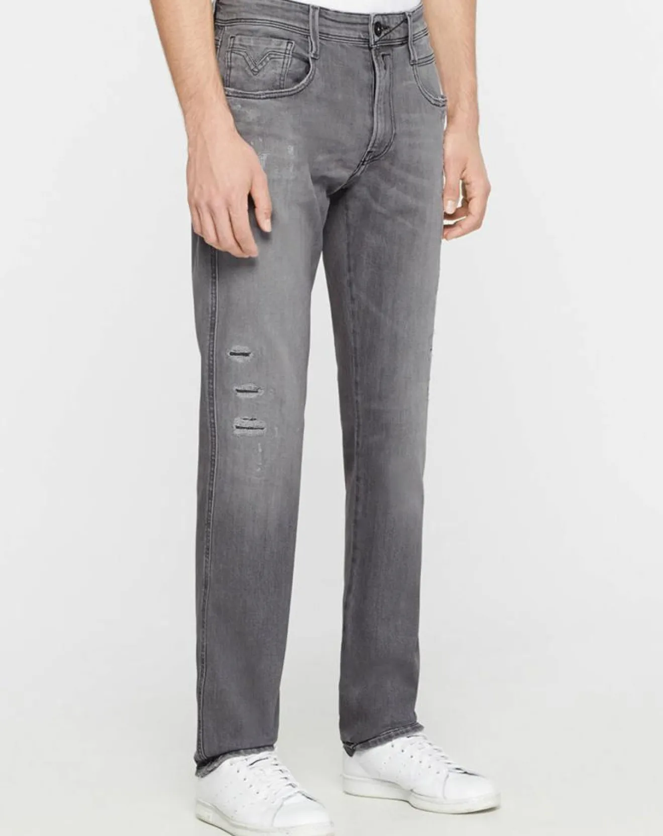 Discount Replay Jean Slim en Coton Bio aged anbass 10y des gris