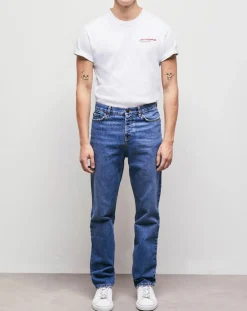 Outlet The Kooples Jean Straight delavé bleu denim
