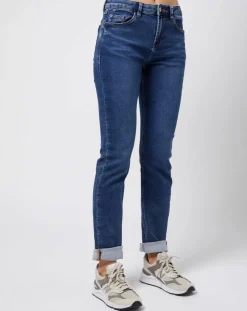 New Esprit Jean stretch Slim en coton biologique mélangé bleu moyen