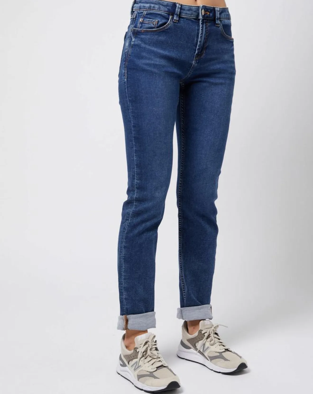 New Esprit Jean stretch Slim en coton biologique mélangé bleu moyen