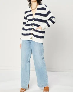 Femme Esprit Jean Wide en Coton & Lin mélangés à taille haute bleu clair