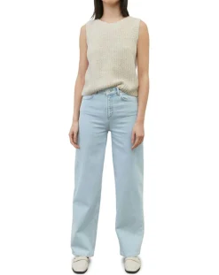 Femme Marc O'Polo Jean Widefit Taille haute bleu clair