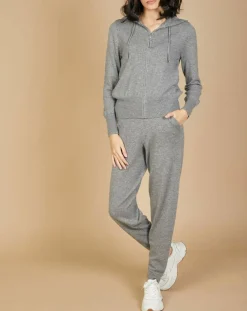 Sale Cashmere Tribu Jogging en Laine & Cachemire Olivia gris chiné foncé