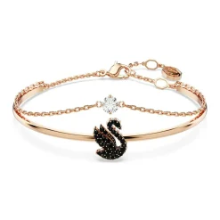 Discount Swarovski Jonc Swan Cygne doré rose/noir