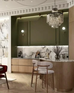 Uniqka Kerin - Chaise de bar en tissu et pieds métal