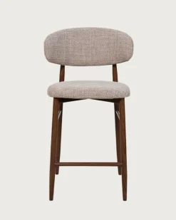 Uniqka Kerin - Chaise de bar en tissu et pieds métal