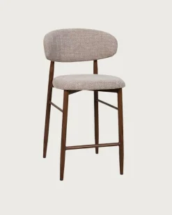 Uniqka Kerin - Chaise de bar en tissu et pieds métal