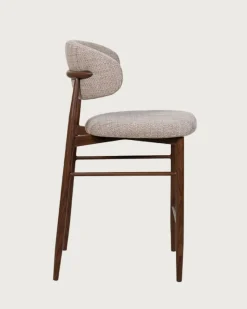 Uniqka Kerin - Chaise de bar en tissu et pieds métal