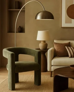 Online Uniqka Lagon - Fauteuil de salon vert en tissu