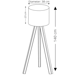 Opviq Lampadaire Ayd noir/brun - 38x140 cm