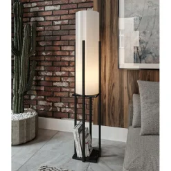 Opviq Lampadaire Dor noir - 21x21x160 cm