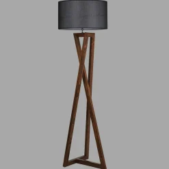 Outlet Opviq Lampadaire Macka noir/noyer - D.45x166 cm