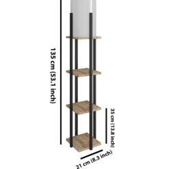 Opviq Lampadaire Nora naturel/noir - 21x21x135 cm