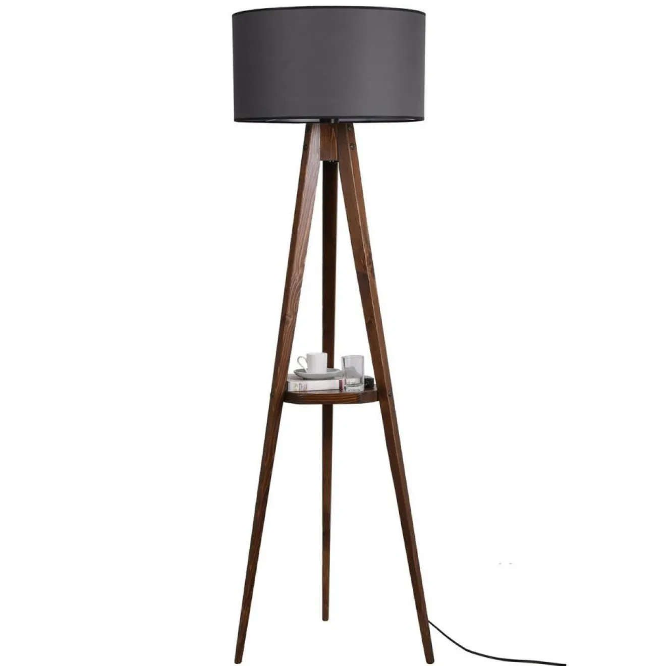 Sale Opviq Lampadaire Sehbali noyer/gris - D.45x153 cm