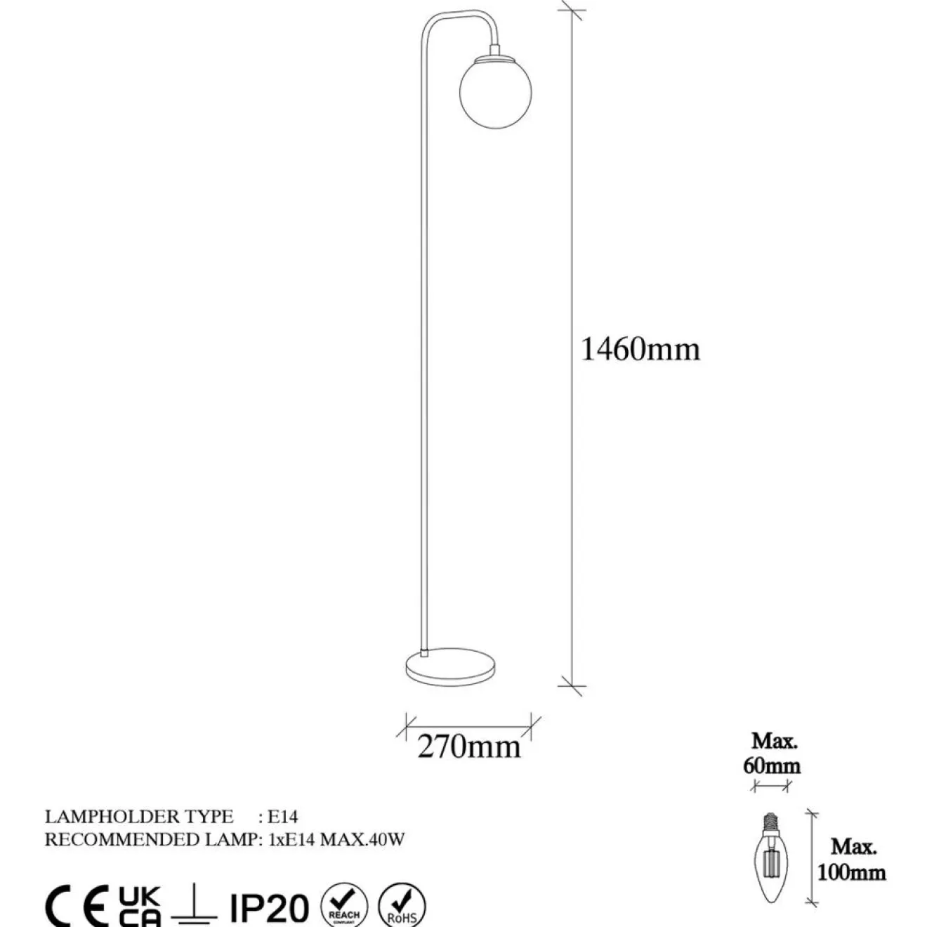 Opviq Lampadaire Viran doré - 27x27x146 cm