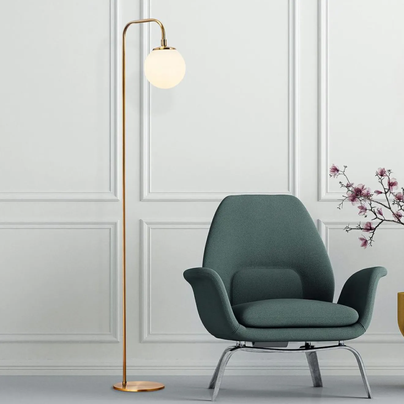 Opviq Lampadaire Viran doré - 27x27x146 cm