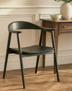 Uniqka Lot de 2 Chaise Dewi en teck massif noir