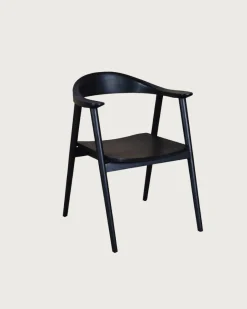 Uniqka Lot de 2 Chaise Dewi en teck massif noir