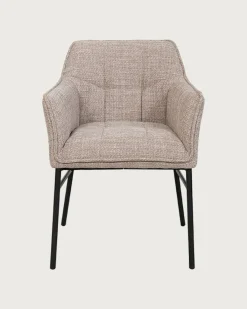 Uniqka Lot de 4 Chaise en tissu Taupe et pieds métal