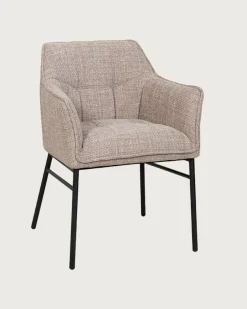 Uniqka Lot de 4 Chaise en tissu Taupe et pieds métal