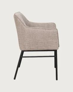Uniqka Lot de 4 Chaise en tissu Taupe et pieds métal