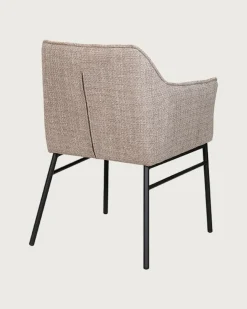 Uniqka Lot de 4 Chaise en tissu Taupe et pieds métal