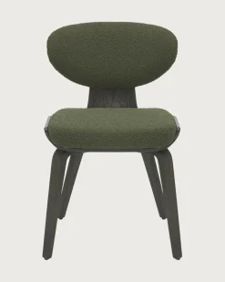 Uniqka Lot de 4 Chaise hele en tissu vert et pieds en bois