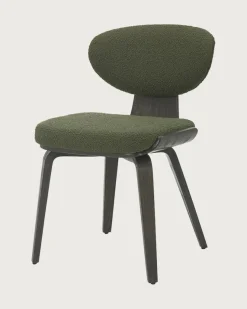 Uniqka Lot de 4 Chaise hele en tissu vert et pieds en bois