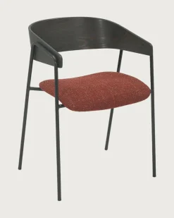 Uniqka lot de 4 Chaise wisla en tissu avec dossier en bois et pieds en métal