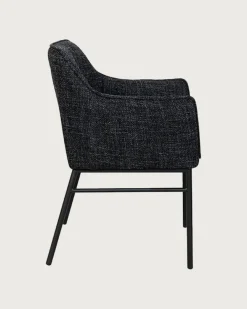 Uniqka Lot de 4 Chaises chacha en tissu Noir et pieds métal