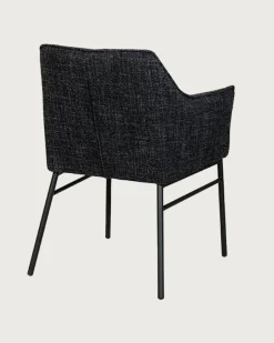 Uniqka Lot de 4 Chaises chacha en tissu Noir et pieds métal