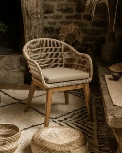 Sale Uniqka Lot de 2 chaises Maelie en teck massif et corde beige